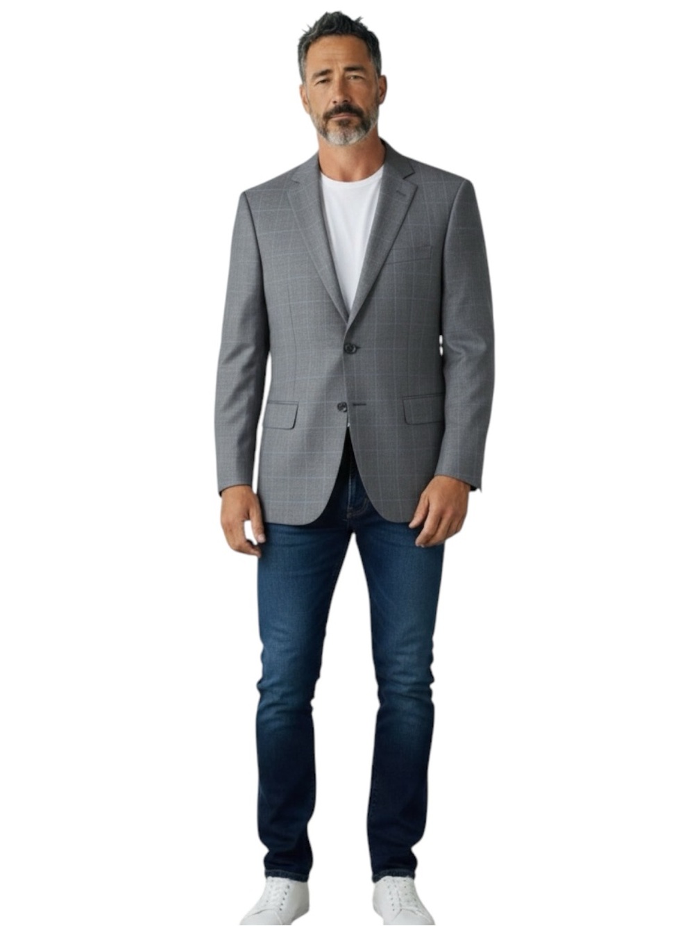 PRONTO UOMO Light Gray Windowpane Sport Coat Size 38R -- GOTGEOUS!!! - Picture 2 of 11